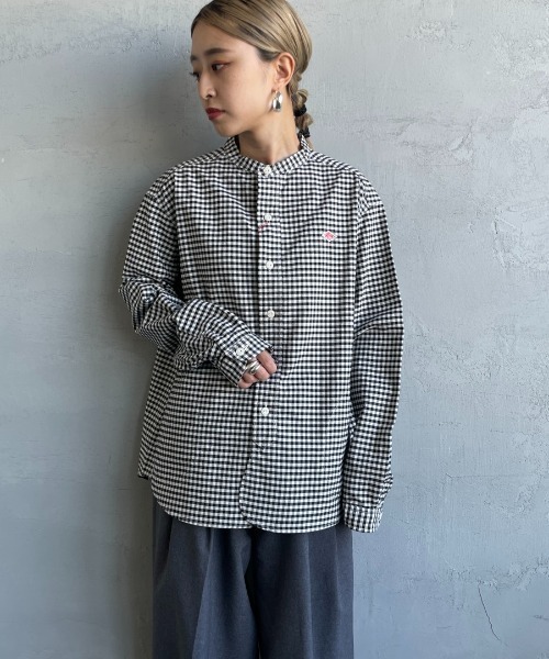 DANTON（ダントン）の「[DANTON/ダントン] バンドカラー オックスフォードシャツ(チェック・ストライプ)（シャツ/ブラウス・レディース・ブラック/ネイビー・34/36/38）」の14枚目の写真