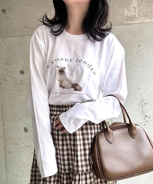tunee(チュニー)の「バレエコアロゴCATロンT/長袖Tシャツ(hsyd)(Tシャツ/カットソー・レディース・ホワイト・LARGE)」の2枚目の写真