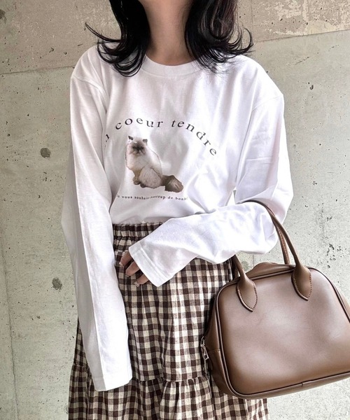tunee(チュニー)の「バレエコアロゴCATロンT/長袖Tシャツ(hsyd)(Tシャツ/カットソー・レディース・ホワイト・LARGE)」の3枚目の写真