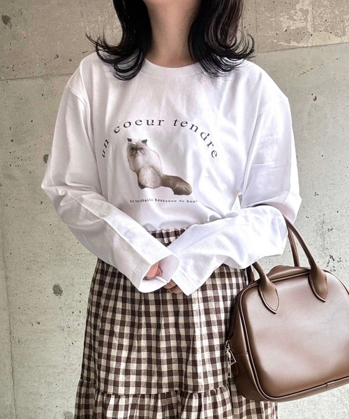 tunee(チュニー)の「バレエコアロゴCATロンT/長袖Tシャツ(hsyd)(Tシャツ/カットソー・レディース・ホワイト・LARGE)」の4枚目の写真