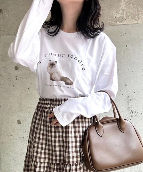 tunee(チュニー)の「バレエコアロゴCATロンT/長袖Tシャツ(hsyd)(Tシャツ/カットソー・レディース・ホワイト・LARGE)」の5枚目の写真