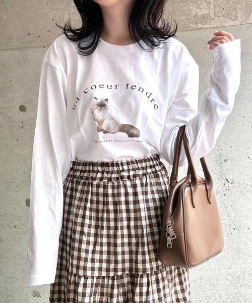 tunee(チュニー)の「バレエコアロゴCATロンT/長袖Tシャツ(hsyd)(Tシャツ/カットソー・レディース・ホワイト・LARGE)」の6枚目の写真