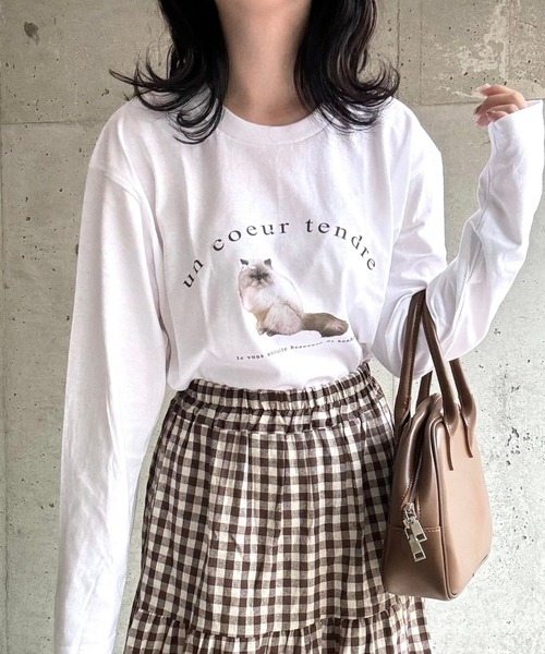 tunee(チュニー)の「バレエコアロゴCATロンT/長袖Tシャツ(hsyd)(Tシャツ/カットソー・レディース・ホワイト・LARGE)」の7枚目の写真