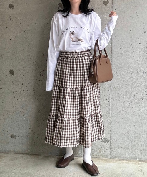 tunee(チュニー)の「バレエコアロゴCATロンT/長袖Tシャツ(hsyd)(Tシャツ/カットソー・レディース・ホワイト・LARGE)」の8枚目の写真