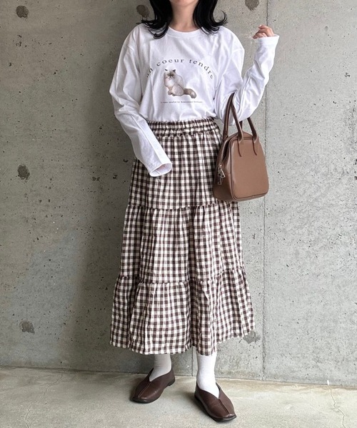 tunee(チュニー)の「バレエコアロゴCATロンT/長袖Tシャツ(hsyd)(Tシャツ/カットソー・レディース・ホワイト・LARGE)」の9枚目の写真