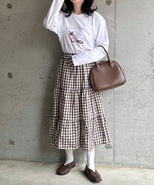 tunee(チュニー)の「バレエコアロゴCATロンT/長袖Tシャツ(hsyd)(Tシャツ/カットソー・レディース・ホワイト・LARGE)」の11枚目の写真