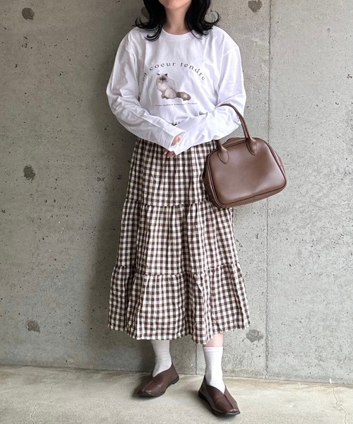 tunee(チュニー)の「バレエコアロゴCATロンT/長袖Tシャツ(hsyd)(Tシャツ/カットソー・レディース・ホワイト・LARGE)」の12枚目の写真