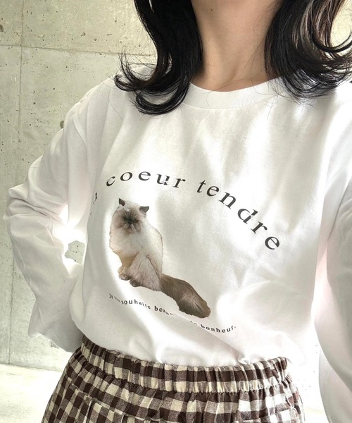 tunee(チュニー)の「バレエコアロゴCATロンT/長袖Tシャツ(hsyd)(Tシャツ/カットソー・レディース・ホワイト・LARGE)」の13枚目の写真