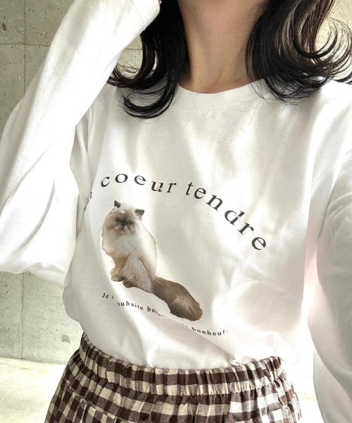 tunee(チュニー)の「バレエコアロゴCATロンT/長袖Tシャツ(hsyd)(Tシャツ/カットソー・レディース・ホワイト・LARGE)」の14枚目の写真