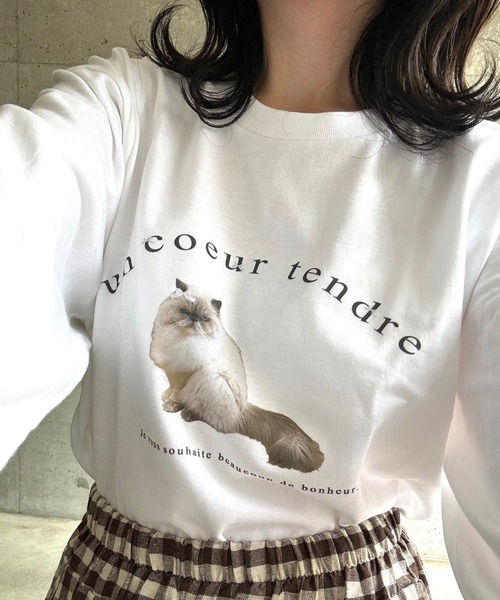 tunee(チュニー)の「バレエコアロゴCATロンT/長袖Tシャツ(hsyd)(Tシャツ/カットソー・レディース・ホワイト・LARGE)」の15枚目の写真