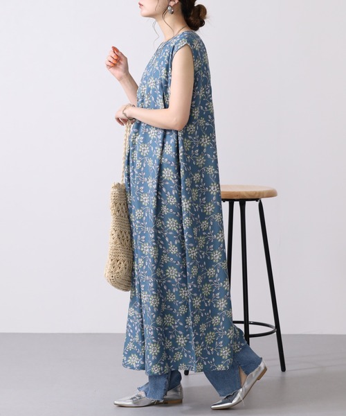 atONE(アットワン)の「接触冷感レーヨンプリントタックワンピース ノースリーブ(ワンピース・レディース・グレー/ライム/ネイビー/ブルーグリーン・L/M)」の22枚目の写真