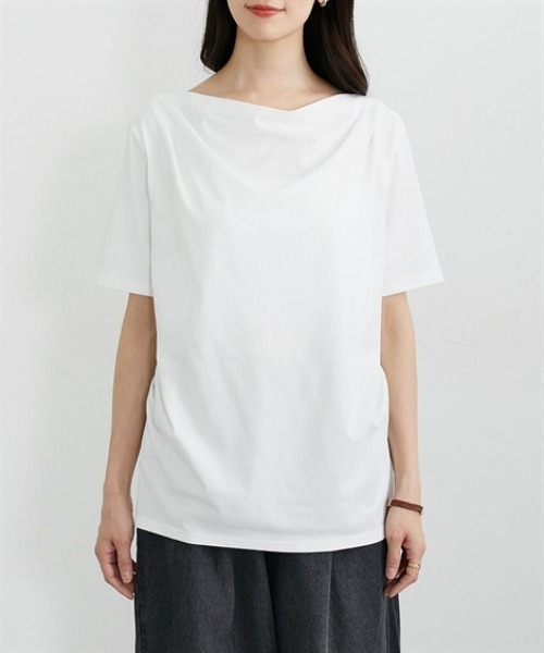 nissen(ニッセン)の「【接触冷感・吸汗速乾】快適素材ドレープトップス(Tシャツ/カットソー・レディース・チャコール/オフホワイト・M/LL/L)」の13枚目の写真