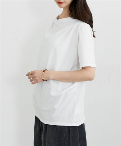 nissen(ニッセン)の「【接触冷感・吸汗速乾】快適素材ドレープトップス(Tシャツ/カットソー・レディース・チャコール/オフホワイト・M/LL/L)」の14枚目の写真