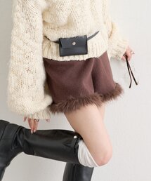 ファーパイピングニットショートパンツ