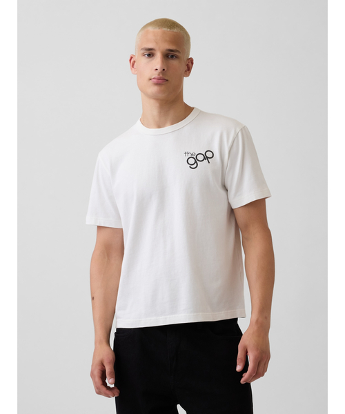 GAP(ギャップ)の「リラックスフィット GAPロゴTシャツ(Tシャツ/カットソー・メンズ・オフホワイト・L/XS/M/S/XL)」の3枚目の写真