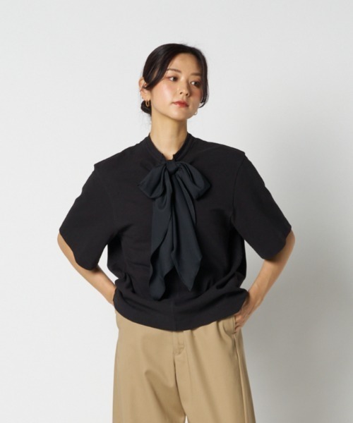 HELIOPOLE(エリオポール)の「ROLL NECK T / ロールネックT(Tシャツ/カットソー・レディース・ホワイト/ブラック・38)」の6枚目の写真