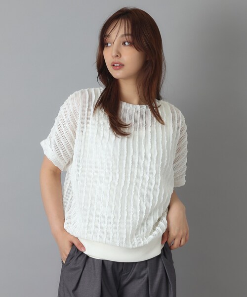 DRESSTERIOR(ドレステリア)の「【体型カバー/日除け】ドルマンスリーブ シアーメッシュプルオーバー(Tシャツ/カットソー・レディース・ホワイト/カーキ/ブラック・36/38)」の9枚目の写真