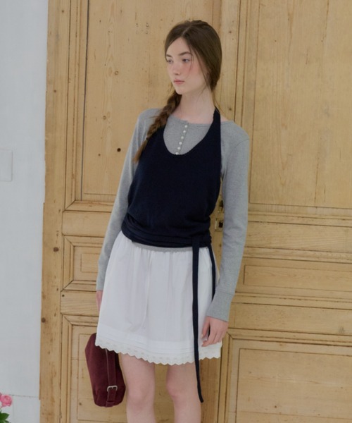 GIUNON(ジウノン)の「holter neck scallop knit / ホルターネックスカラップニット(ニット/セーター・レディース・ミント/グレー/パープル/ネイビー/ホワイト・FREE)」の16枚目の写真
