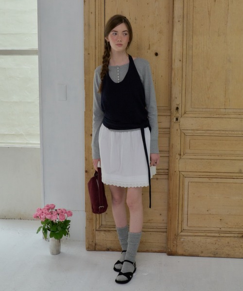 GIUNON(ジウノン)の「holter neck scallop knit / ホルターネックスカラップニット(ニット/セーター・レディース・ミント/グレー/パープル/ネイビー/ホワイト・FREE)」の17枚目の写真