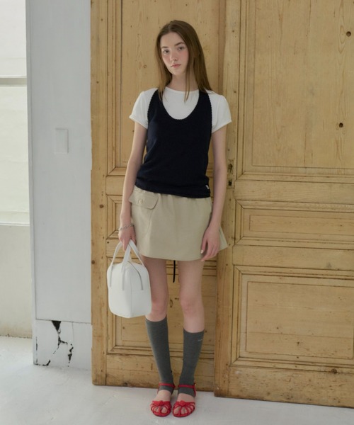 GIUNON(ジウノン)の「holter neck scallop knit / ホルターネックスカラップニット(ニット/セーター・レディース・ミント/グレー/パープル/ネイビー/ホワイト・FREE)」の6枚目の写真
