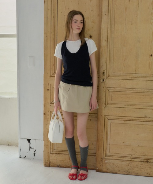 GIUNON(ジウノン)の「holter neck scallop knit / ホルターネックスカラップニット(ニット/セーター・レディース・ミント/グレー/パープル/ネイビー/ホワイト・FREE)」の7枚目の写真