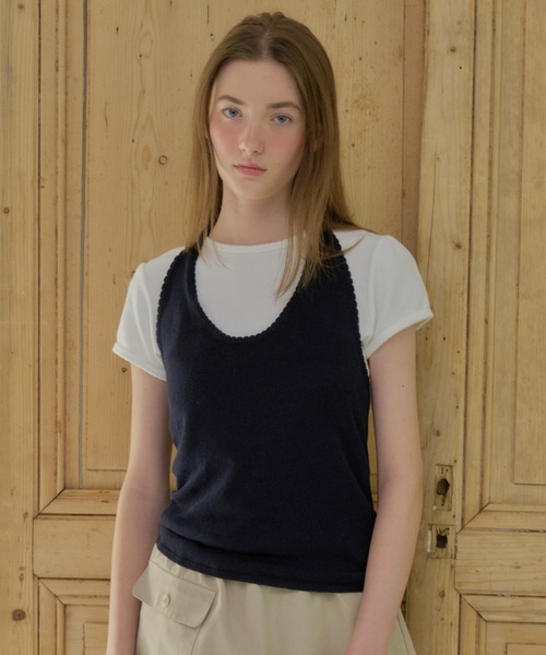 GIUNON(ジウノン)の「holter neck scallop knit / ホルターネックスカラップニット(ニット/セーター・レディース・ミント/グレー/パープル/ネイビー/ホワイト・FREE)」の8枚目の写真