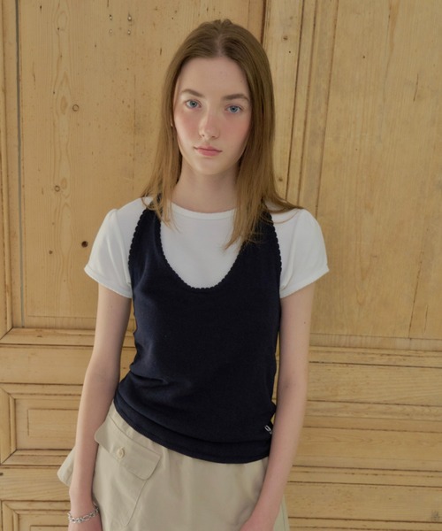 GIUNON(ジウノン)の「holter neck scallop knit / ホルターネックスカラップニット(ニット/セーター・レディース・ミント/グレー/パープル/ネイビー/ホワイト・FREE)」の10枚目の写真