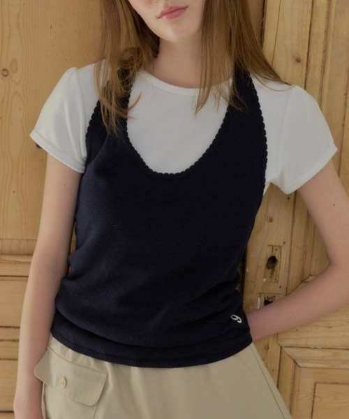 GIUNON(ジウノン)の「holter neck scallop knit / ホルターネックスカラップニット(ニット/セーター・レディース・ミント/グレー/パープル/ネイビー/ホワイト・FREE)」の11枚目の写真