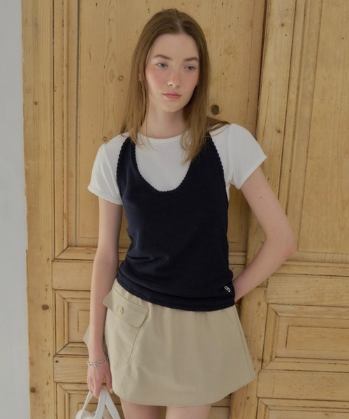 GIUNON(ジウノン)の「holter neck scallop knit / ホルターネックスカラップニット(ニット/セーター・レディース・ミント/グレー/パープル/ネイビー/ホワイト・FREE)」の12枚目の写真
