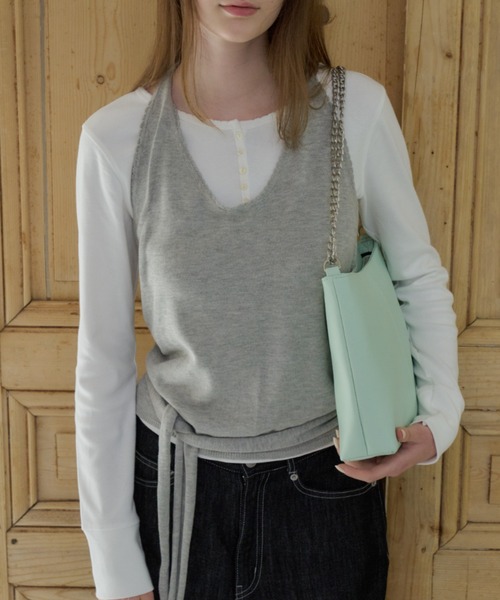 GIUNON(ジウノン)の「holter neck scallop knit / ホルターネックスカラップニット(ニット/セーター・レディース・ミント/グレー/パープル/ネイビー/ホワイト・FREE)」の22枚目の写真