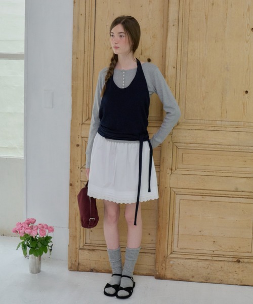GIUNON(ジウノン)の「holter neck scallop knit / ホルターネックスカラップニット(ニット/セーター・レディース・ミント/グレー/パープル/ネイビー/ホワイト・FREE)」の13枚目の写真