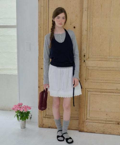 GIUNON(ジウノン)の「holter neck scallop knit / ホルターネックスカラップニット(ニット/セーター・レディース・ミント/グレー/パープル/ネイビー/ホワイト・FREE)」の15枚目の写真