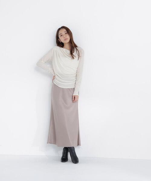 NATURAL BEAUTY BASIC（ナチュラルビューティーベーシック）の「ベロアドレープカットソー（Tシャツ/カットソー・レディース・オフホワイト/ダークブラウン/ブルー系その他・ﾌﾘ-）」の4枚目の写真