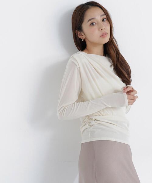 NATURAL BEAUTY BASIC（ナチュラルビューティーベーシック）の「ベロアドレープカットソー（Tシャツ/カットソー・レディース・オフホワイト/ダークブラウン/ブルー系その他・ﾌﾘ-）」の5枚目の写真