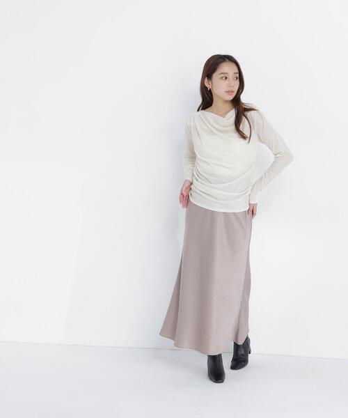 NATURAL BEAUTY BASIC（ナチュラルビューティーベーシック）の「ベロアドレープカットソー（Tシャツ/カットソー・レディース・オフホワイト/ダークブラウン/ブルー系その他・ﾌﾘ-）」の6枚目の写真