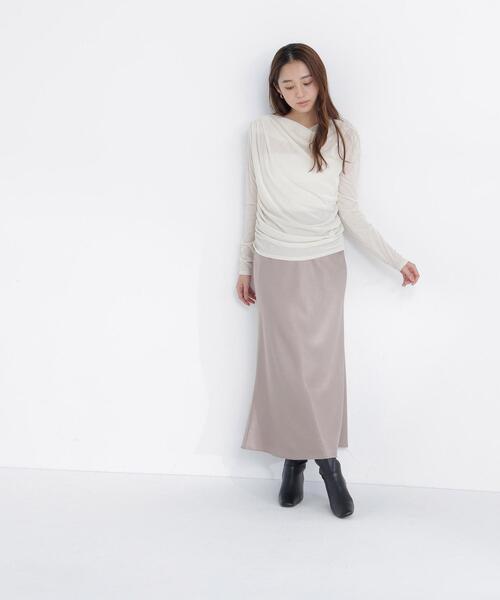 NATURAL BEAUTY BASIC（ナチュラルビューティーベーシック）の「ベロアドレープカットソー（Tシャツ/カットソー・レディース・オフホワイト/ダークブラウン/ブルー系その他・ﾌﾘ-）」の8枚目の写真