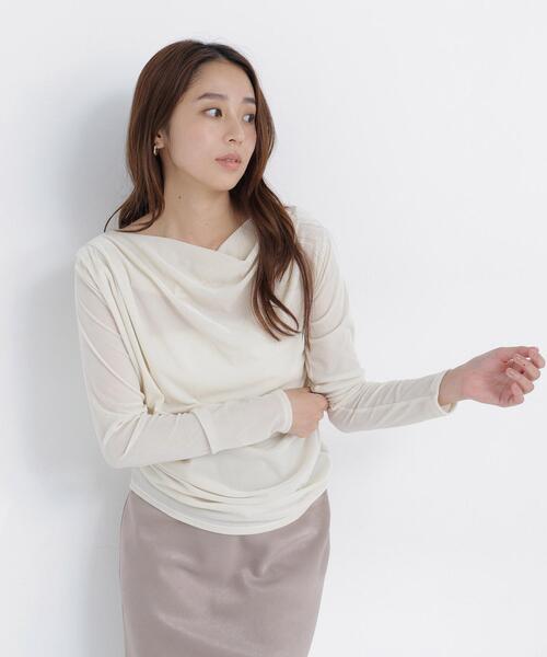 NATURAL BEAUTY BASIC（ナチュラルビューティーベーシック）の「ベロアドレープカットソー（Tシャツ/カットソー・レディース・オフホワイト/ダークブラウン/ブルー系その他・ﾌﾘ-）」の9枚目の写真