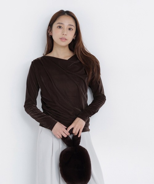 NATURAL BEAUTY BASIC（ナチュラルビューティーベーシック）の「ベロアドレープカットソー（Tシャツ/カットソー・レディース・オフホワイト/ダークブラウン/ブルー系その他・ﾌﾘ-）」の13枚目の写真