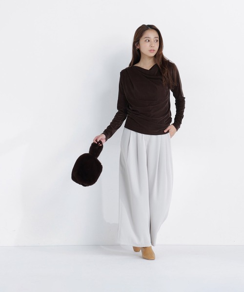 NATURAL BEAUTY BASIC（ナチュラルビューティーベーシック）の「ベロアドレープカットソー（Tシャツ/カットソー・レディース・オフホワイト/ダークブラウン/ブルー系その他・ﾌﾘ-）」の14枚目の写真