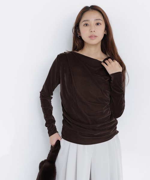 NATURAL BEAUTY BASIC（ナチュラルビューティーベーシック）の「ベロアドレープカットソー（Tシャツ/カットソー・レディース・オフホワイト/ダークブラウン/ブルー系その他・ﾌﾘ-）」の17枚目の写真