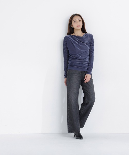 NATURAL BEAUTY BASIC（ナチュラルビューティーベーシック）の「ベロアドレープカットソー（Tシャツ/カットソー・レディース・オフホワイト/ダークブラウン/ブルー系その他・ﾌﾘ-）」の20枚目の写真
