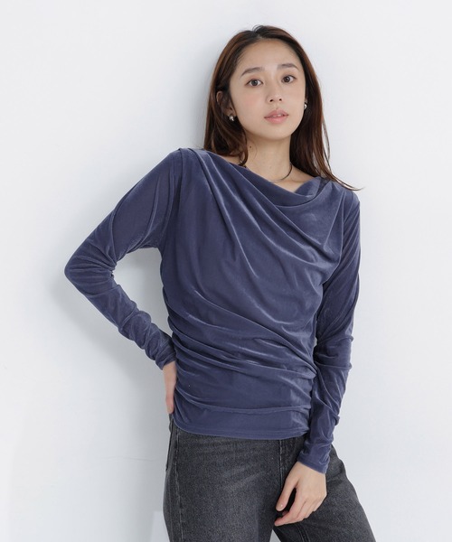 NATURAL BEAUTY BASIC（ナチュラルビューティーベーシック）の「ベロアドレープカットソー（Tシャツ/カットソー・レディース・オフホワイト/ダークブラウン/ブルー系その他・ﾌﾘ-）」の21枚目の写真