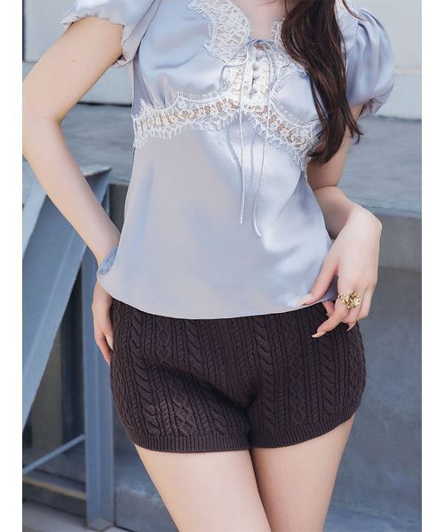 LILY BROWN（リリーブラウン）の「ケーブルニットショートパンツ（その他パンツ・レディース・ブラウン/ホワイト/グレー・F）」の7枚目の写真