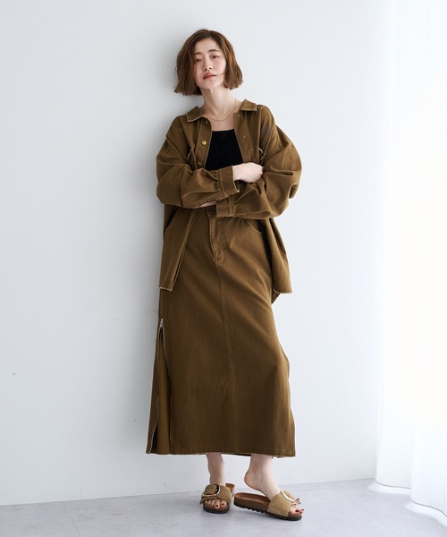 Editt by YECCA VECCA(エディットバイイェッカヴェッカ)の「コインフリンジオーバージャケット【セットアップ対応】(ブルゾン・レディース・キャメル・FREE)」の17枚目の写真