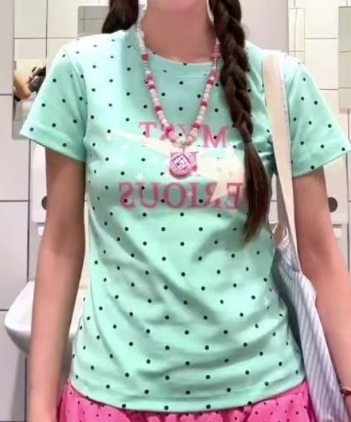 Vipoa(ヴィポア)の「スターロゴドットTシャツ(Tシャツ/カットソー・レディース・グリーン/ホワイト・FREE)」の16枚目の写真