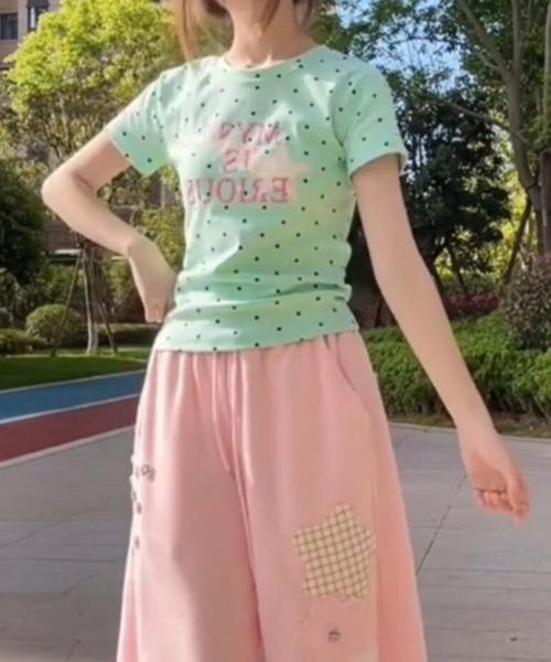 Vipoa(ヴィポア)の「スターロゴドットTシャツ(Tシャツ/カットソー・レディース・グリーン/ホワイト・FREE)」の19枚目の写真