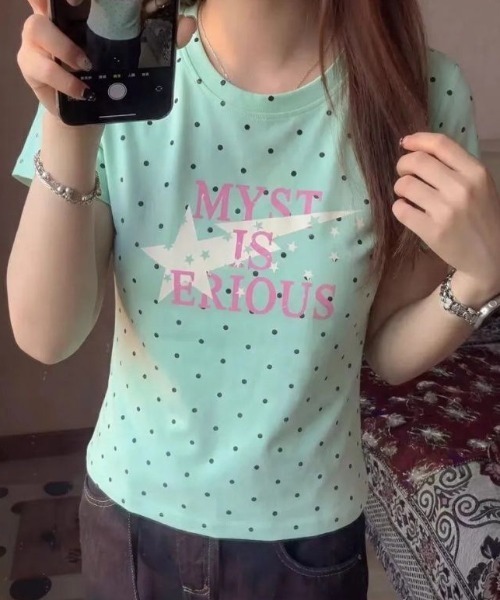 Vipoa(ヴィポア)の「スターロゴドットTシャツ(Tシャツ/カットソー・レディース・グリーン/ホワイト・FREE)」の20枚目の写真