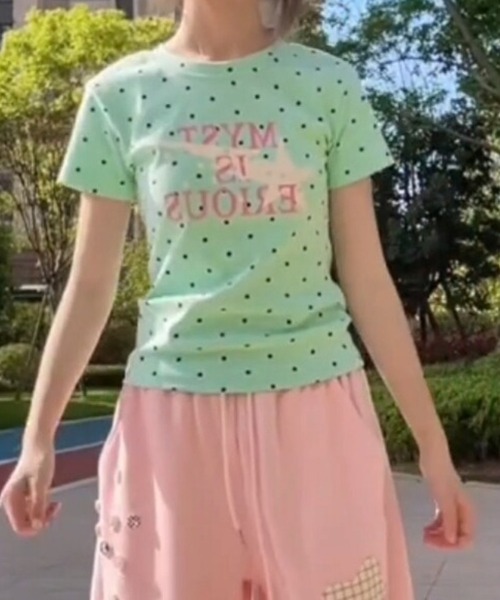 Vipoa(ヴィポア)の「スターロゴドットTシャツ(Tシャツ/カットソー・レディース・グリーン/ホワイト・FREE)」の13枚目の写真