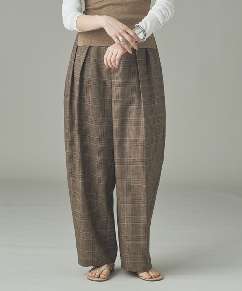 Curensology(カレンソロジー)の「Curensology(カレンソロジー)/<C.S.G>グレンチェックツータックパンツ(その他パンツ・レディース・ダークブラウン・FREE)」の12枚目の写真