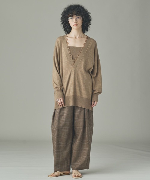 Curensology(カレンソロジー)の「Curensology(カレンソロジー)/<C.S.G>グレンチェックツータックパンツ(その他パンツ・レディース・ダークブラウン・FREE)」の7枚目の写真